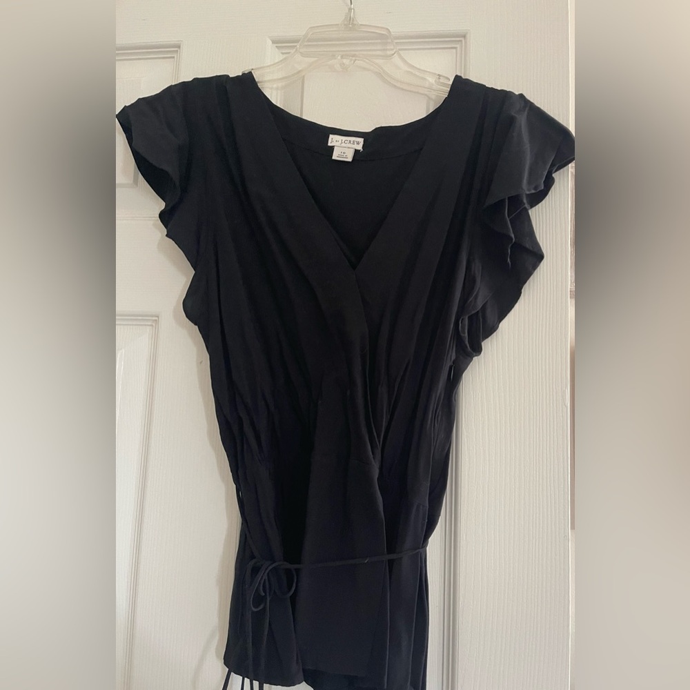 JCrew Black Flutter Sleeve Top